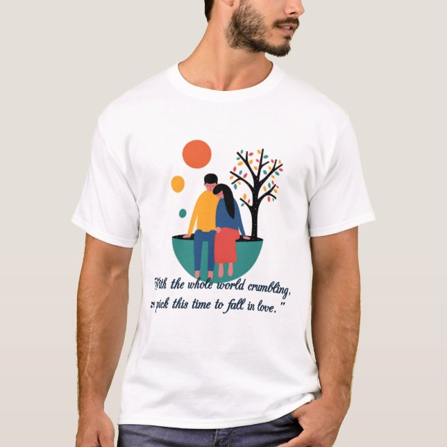 Valentine's Day Theme Paar Design T-Shirt (Vorderseite)
