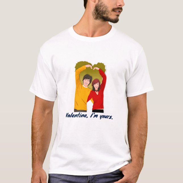 Valentine's Day Theme Paar Design T-Shirt (Vorderseite)