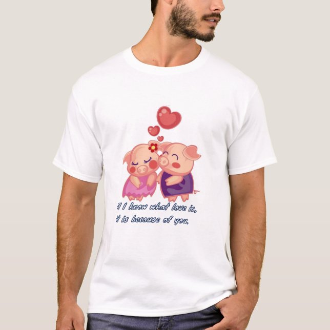Valentine's Day Theme Paar Design T-Shirt (Vorderseite)