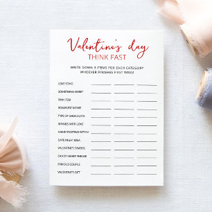 Valentine's Day Think Fast, Think Quick Party Card Einladung