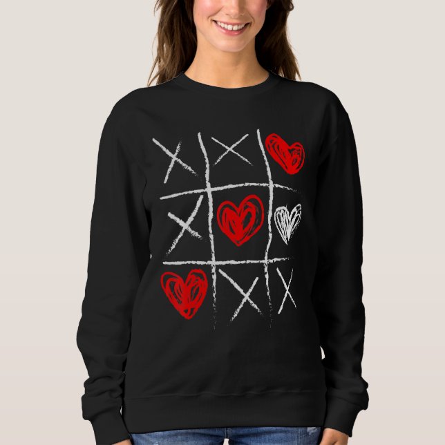 Valentine's Day Tic Tac Toe Valentine Cute Heart Sweatshirt (Vorderseite)