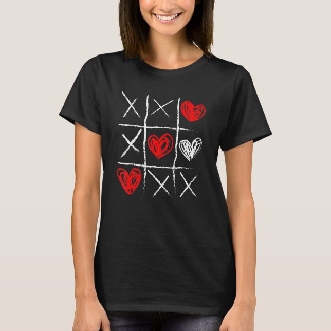Valentine's Day Tic Tac Toe Valentine Funny Cute H T-Shirt (Vorderseite)
