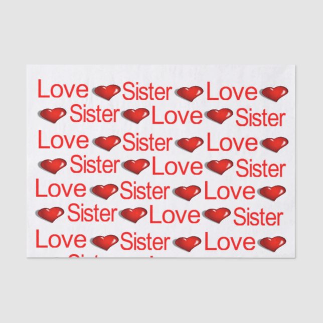 Valentine's Day Tissue Liebe SisterRed Hearts Seidenpapier (Vorderseite)