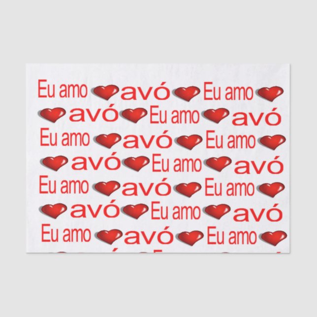 Valentine's Day Tissue Paper Liebe Avô Red Hearts Seidenpapier (Vorderseite)