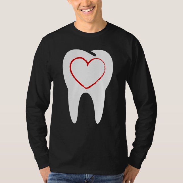 Valentines Day Tooth Heart Cute Teeth Dental Denti T-Shirt (Vorderseite)