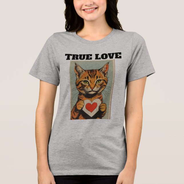 VALENTINE'S DAY TRUE LOVE CAT T-SHIRT Tri-Blend SHIRT (Vorderseite)