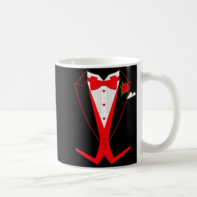 Valentine's Day Tuxedo Red Bow Tie Costume For Guy Kaffeetasse (Rechts)