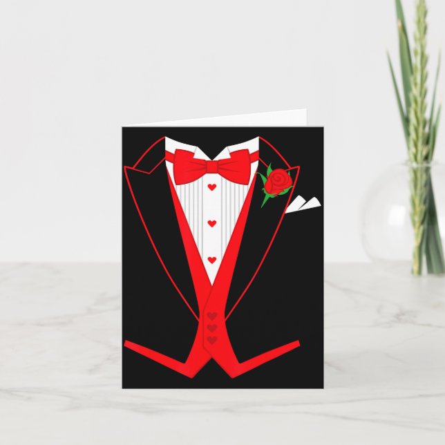 Valentine's Day Tuxedo Red Bow Tie Costume For Guy Karte (Vorderseite)