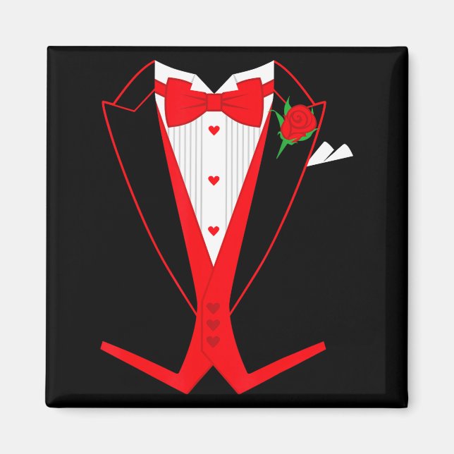 Valentine's Day Tuxedo Red Bow Tie Costume For Guy Magnet (Vorne)