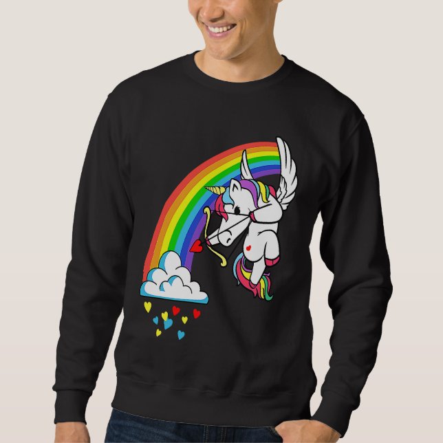 Valentines Day Unicorn Cupid Cute Girls Kids Teens Sweatshirt (Vorderseite)