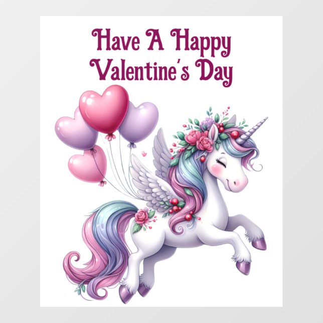  Valentine's Day Unicorn Window Cling Fensteraufkleber (Blatt)