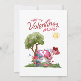 Valentine's Day Watercolor Gnome Couple Feiertagskarte