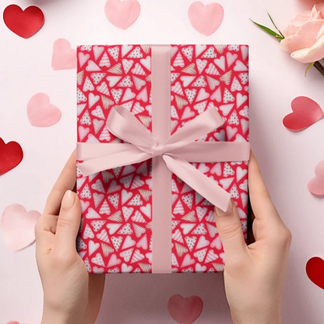 Valentine's Day Watercolor Hearts Muster Wrappin Geschenkpapier (Von Creator hochgeladen)