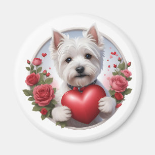Valentine's Day Westie with heart Magnet