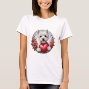 Valentine's Day Westie with heart T-Shirt