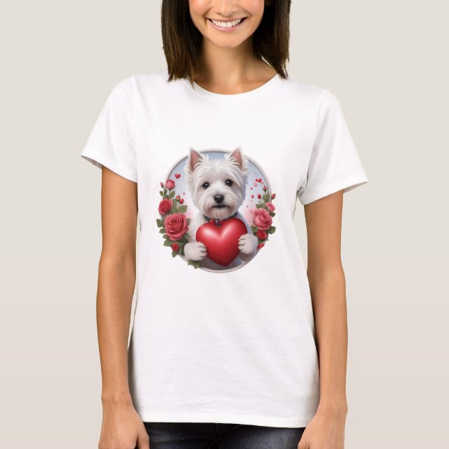 Valentine's Day Westie with heart T-Shirt (Vorderseite)