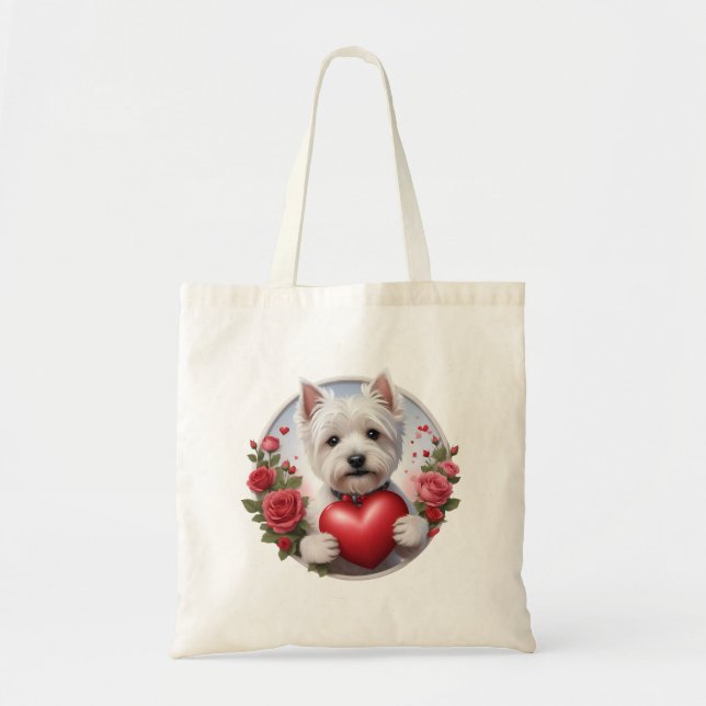 Valentine's Day Westie with heart Tragetasche (Vorne)