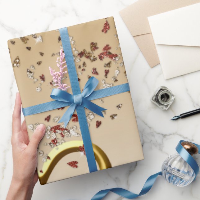 Valentine's Day Wrapping Paper Gold Heart Geschenkpapier (Schenken)