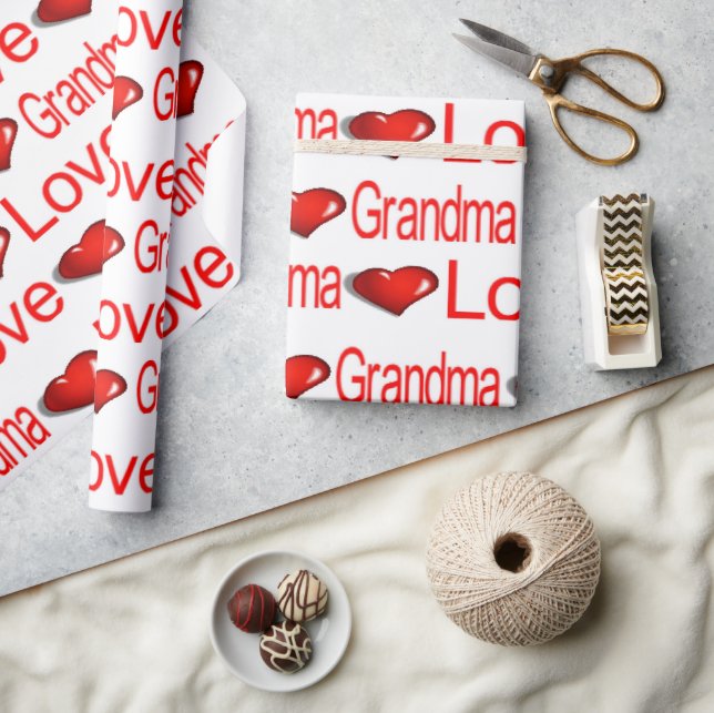 Valentine's Day Wrapping Paper Liebe Oma Herz Geschenkpapier (Kunsthandwerk)