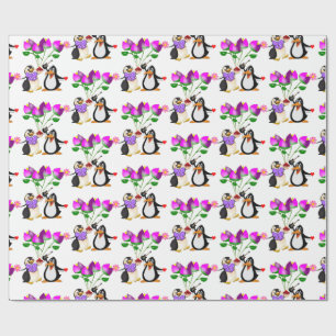 Valentine's Day Wrapping Paper Pinguin Hearts Geschenkpapier