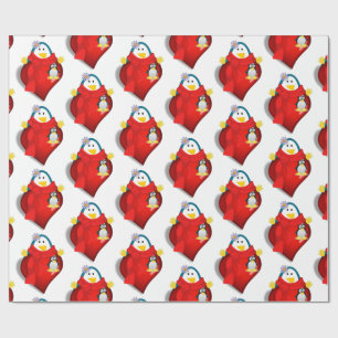 Valentine's Day Wrapping Paper Pinguin Hearts Geschenkpapier