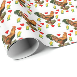 Valentine's Day Wrapping Paper Rooster Geschenkpapier