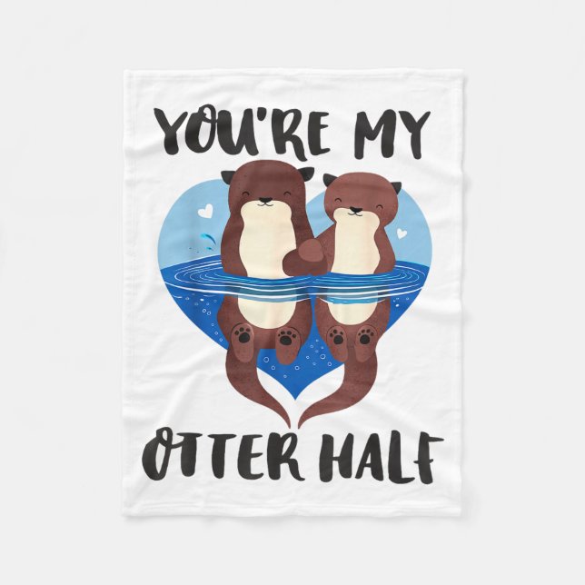 Valentine's Day You’re My Otter Half Love Pun Cute Fleecedecke (Vorderseite)