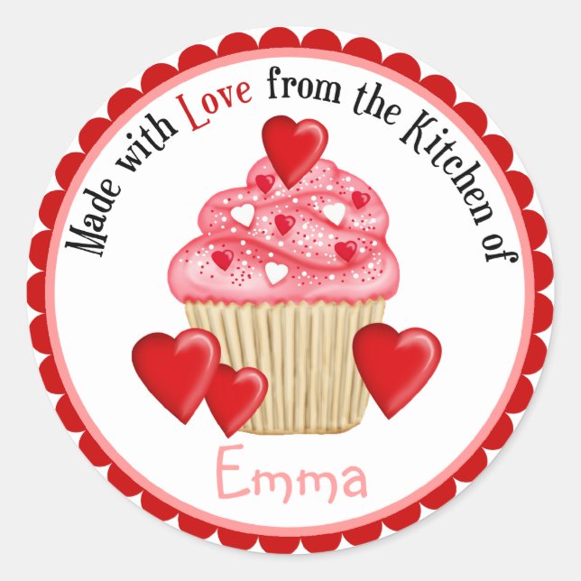 Valentines DayHeart Cupcakes Stickers (Vorderseite)
