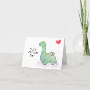 Valentine's Dinosaurier mit Liebe You Heart Balloo Dankeskarte