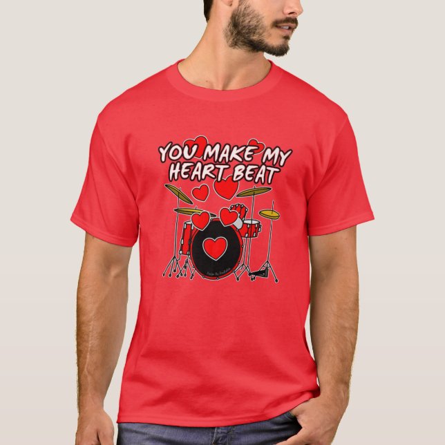 Valentines Drummer Drums Wedding Musician Annivers T-Shirt (Vorderseite)
