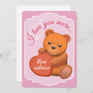 Valentines Flat Card Cute Brown Bear Feiertagskarte