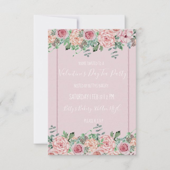 Valentines Floral Party Einladungen (Vorderseite)