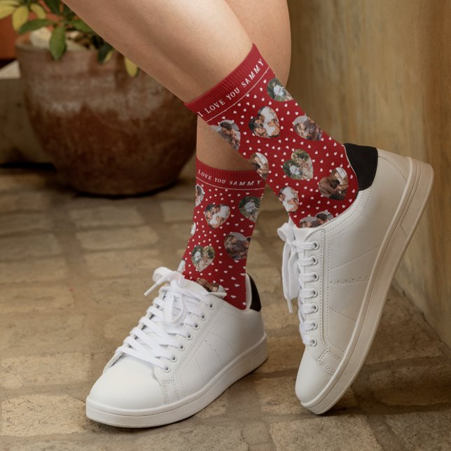 Valentines Foto Hearts Collage | Monogramm Socken (Von Creator hochgeladen)