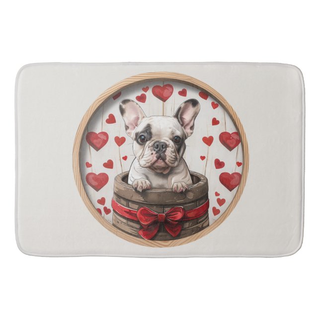 Valentines French Bulldog Badematte (Vorderseite)