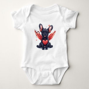 Valentines French Bulldog Cupid Baby Strampler