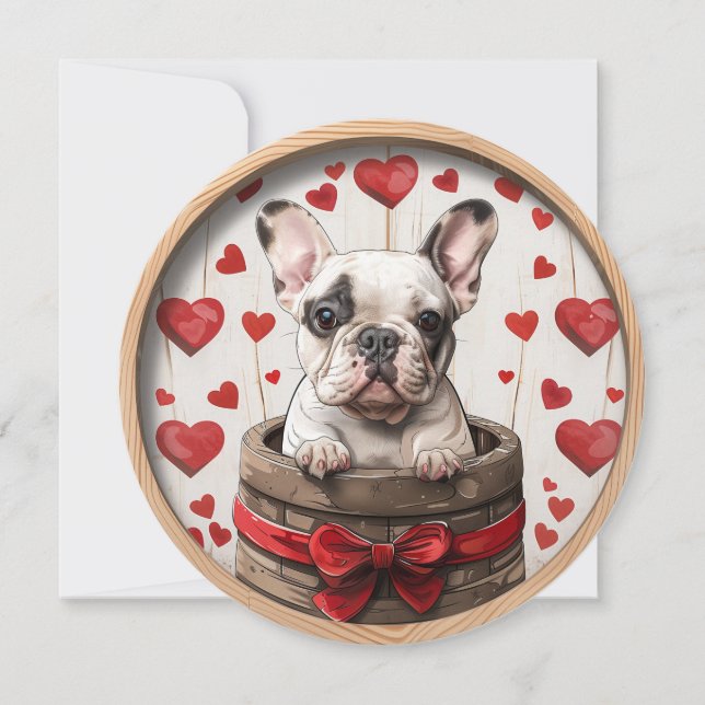 Valentines French Bulldog Feiertagskarte (Vorderseite)