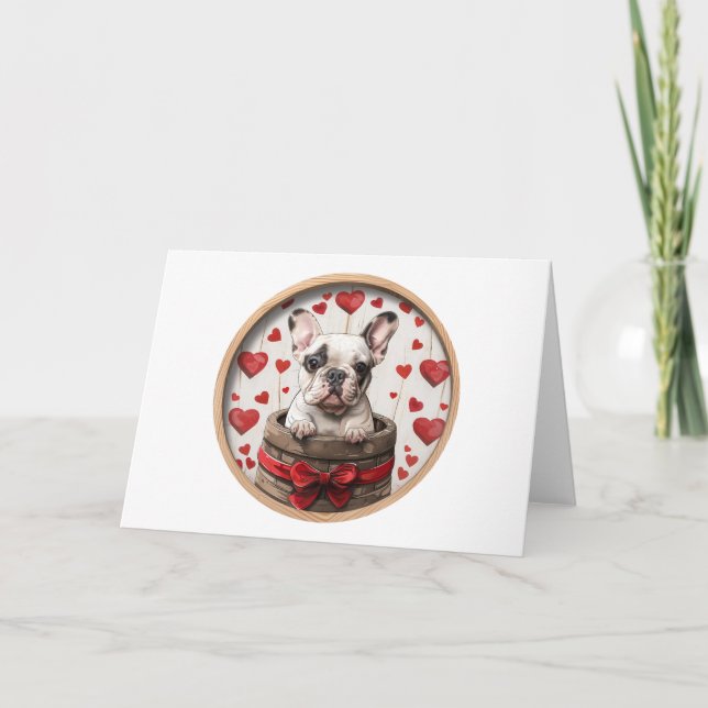 Valentines French Bulldog Feiertagskarte (Vorderseite)