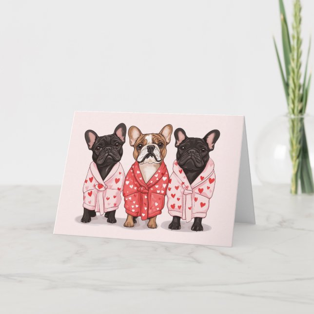 Valentines French Bulldog Feiertagskarte (Vorderseite)