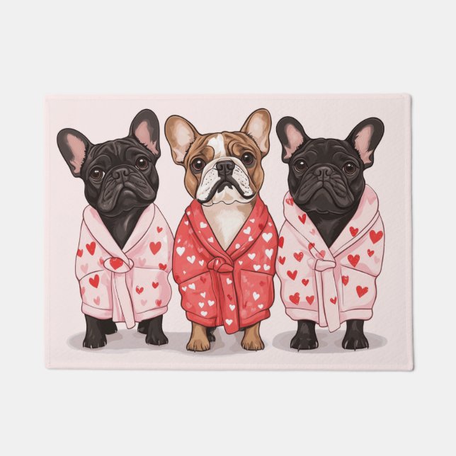 Valentines French Bulldog Fußmatte (Vorderseite)