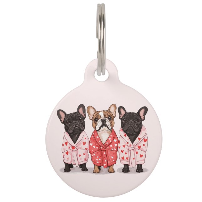 Valentines French Bulldog Haustiermarke (Vorderseite)