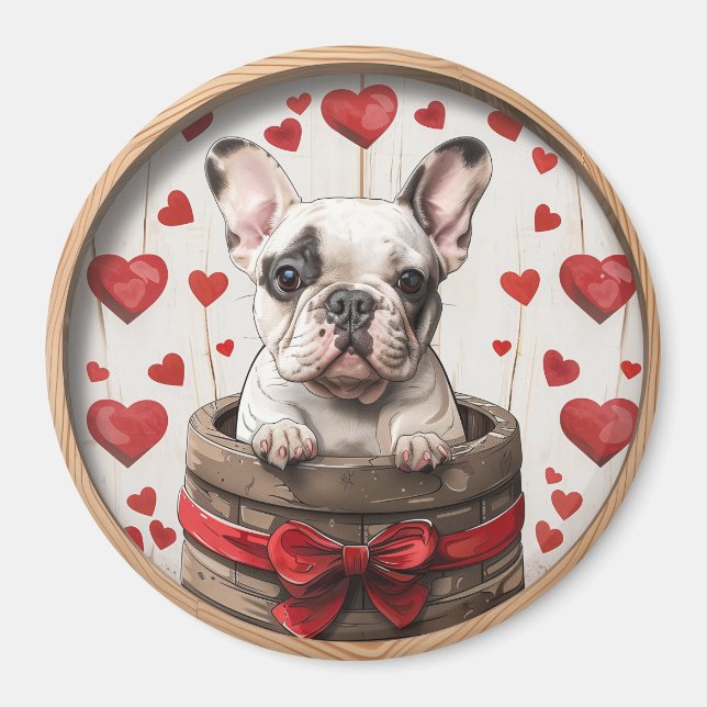 Valentines French Bulldog Magnet (Vorne)