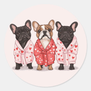 Valentines French Bulldog Runder Aufkleber