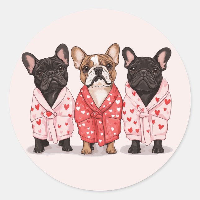 Valentines French Bulldog Runder Aufkleber (Vorderseite)