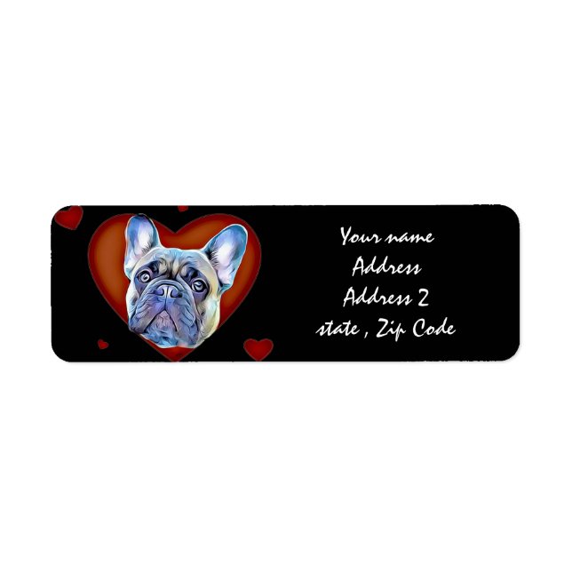 Valentines French Bulldog Welpe Address Labels (Vorne)
