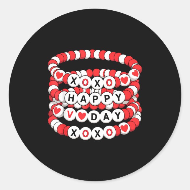 Valentines Friendship Bracelets Valentines Women K Runder Aufkleber (Vorderseite)