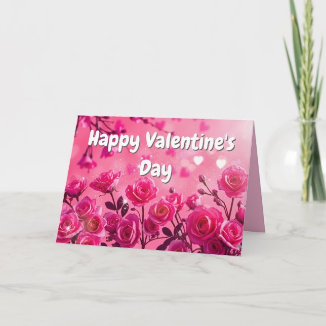 Valentine's Fuchsia Love Card Feiertagskarte (Vorderseite)