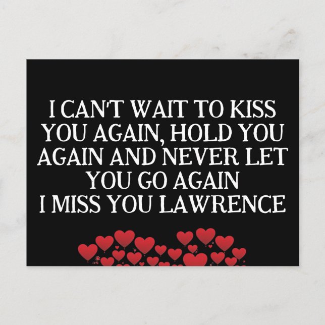 Valentines Gefängnis lange Ferne Herzname Feiertagspostkarte (Vorderseite)