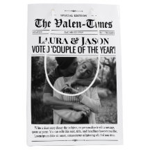 Valentines Gift Bag, Couple Newspapier Geschenktas