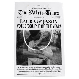 Valentines Gift Bag, Couple Newspapier Geschenktas Mittlere Geschenktüte