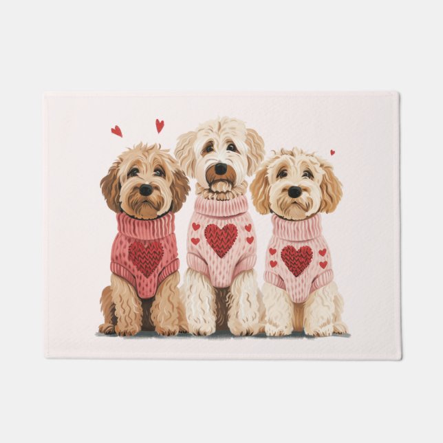 Valentines Goldendoodle Hunde Fußmatte (Vorderseite)